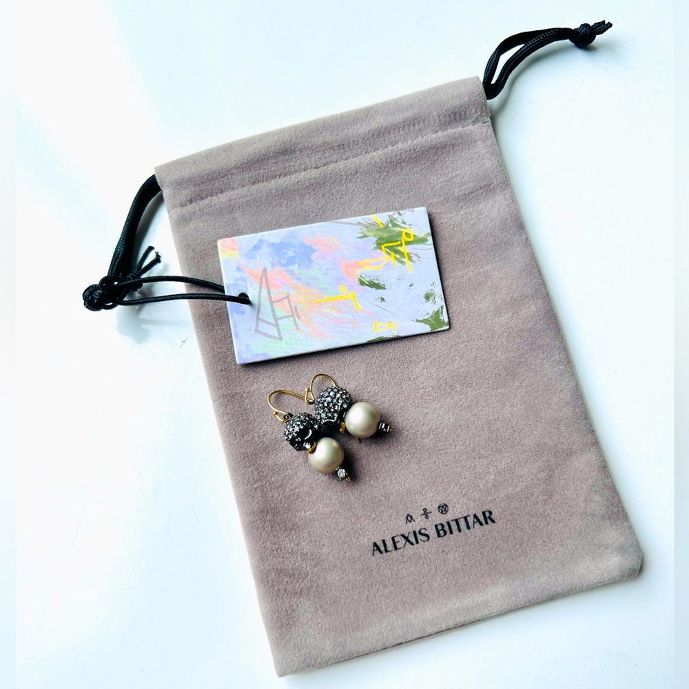 Alexis Bittar Silver and Gold Skull Earrings - Picture 4 of 7